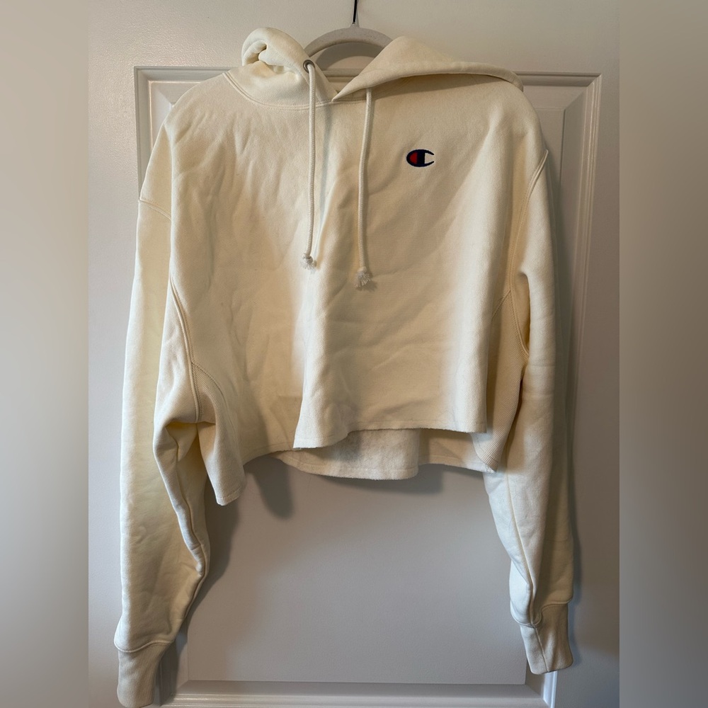 Champion Women's Yellow Cropped Hoodie